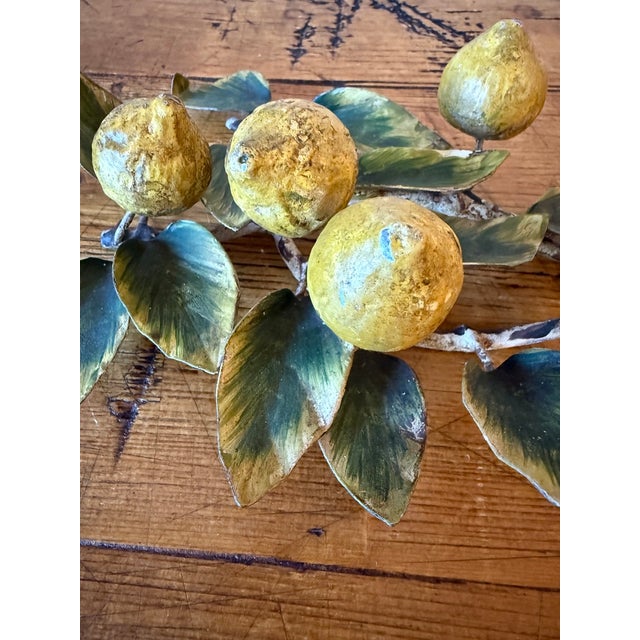 Vintage Tole Peinte Lemon Branch Candle Holders- Set of 3 For Sale - Image 10 of 16