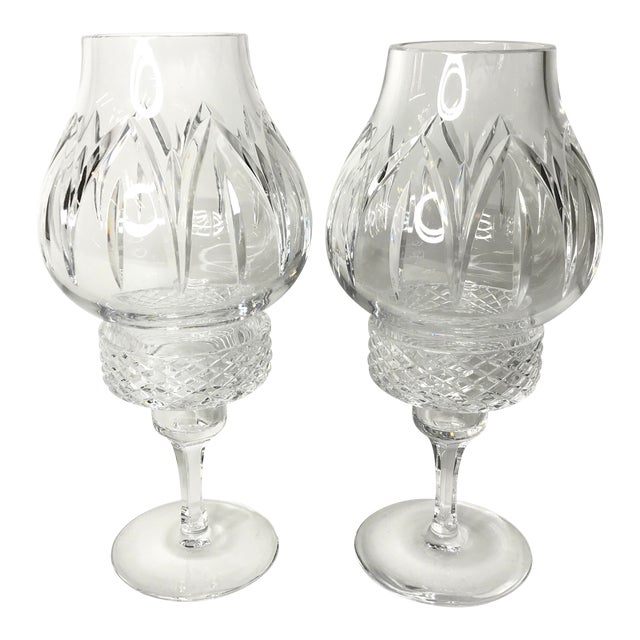 Cut Glass Hurricane Candle Holders a Pair Chairish
