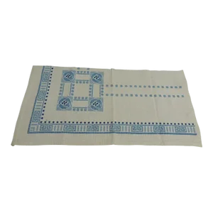 Vintage Blue & White Greek Isle Woven Textile Fragment
