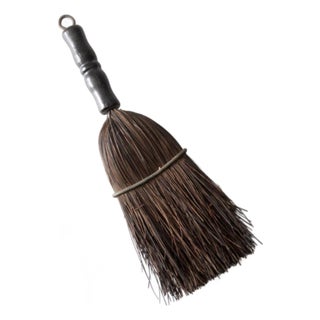 Antique Hand Broom With Turned Wood Handle For Sale