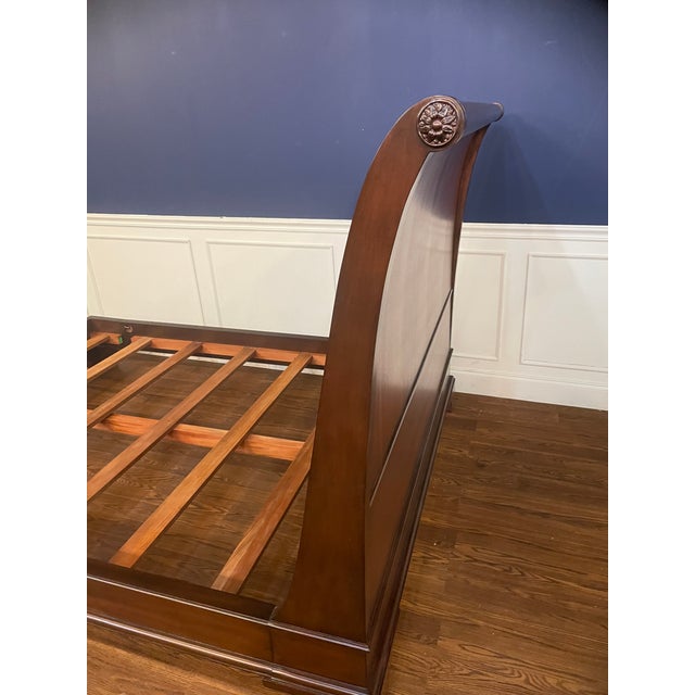 2020s Mahogany Queen Size Sleigh Bed With Low Footboard by Leighton Hall - Showroom Sample For Sale - Image 5 of 7