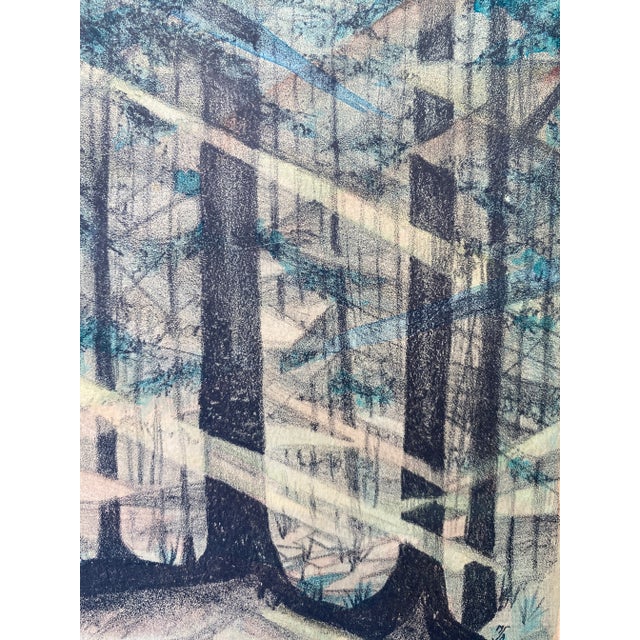 "Pines" color lithograph by Tillie Boykin, pencil signed, titled and numbered 5.