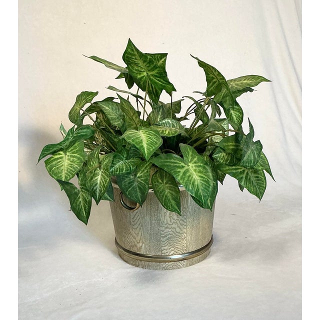 Mid-Century 13” Wide Planter Pot Decorative Bucket Faux Wood, 60s 70s For Sale - Image 12 of 12