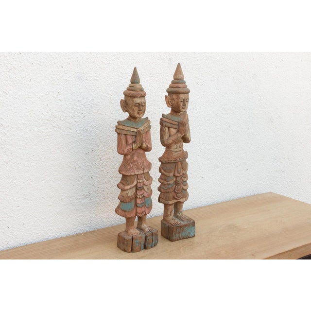 Pair of Antique Painted Wood Folk Figures For Sale In Los Angeles - Image 6 of 10