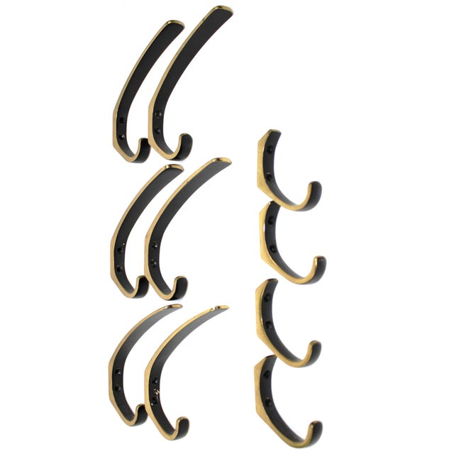 Black Brass Hooks in the Style of Carl Auböck, 1950s, Set of 10 For Sale - Image 8 of 10