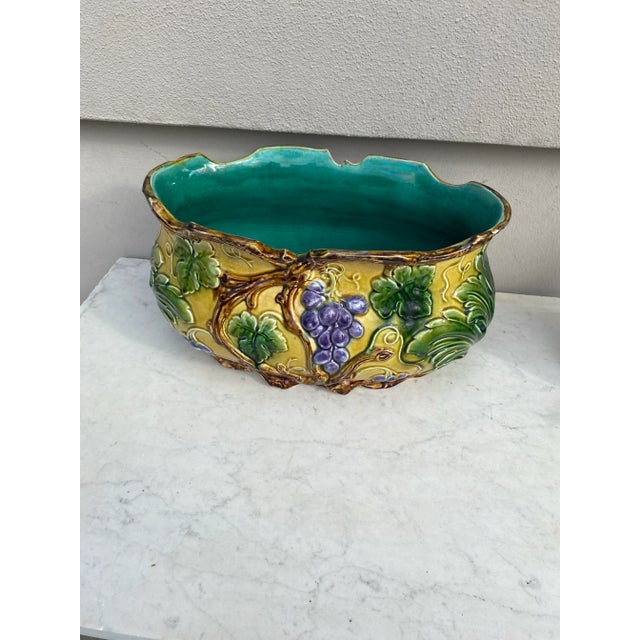 Late 19th Century French Majolica Grapes Jardinière, Circa 1880 For Sale - Image 5 of 7