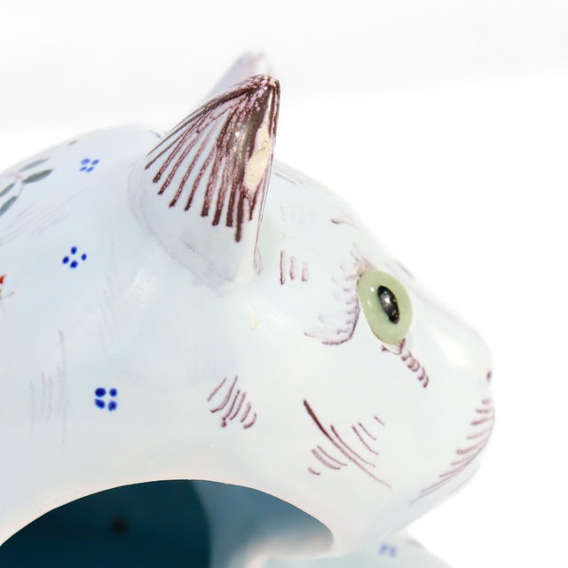 French Desvres Faience Figural Cat Wall Pocket Vase or Bouquetière by Geo Martel For Sale - Image 12 of 16