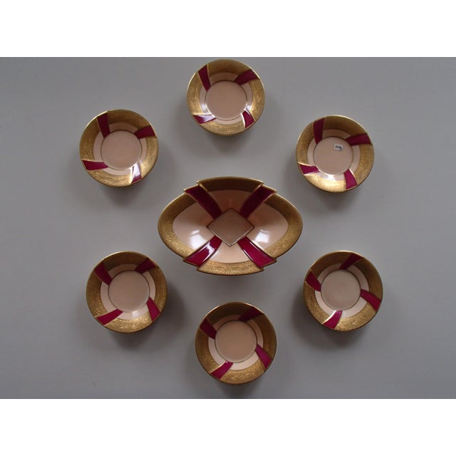 Gold Bowl and Small Plates from Schlagenwald, 1930s, Set of 7 For Sale - Image 8 of 16