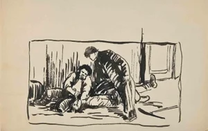 The Murder, Original Drawing, Early 20th-Century