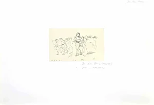 Jean-Luis Forain, Taking the Child, Pencil Drawing, Late 19th Century