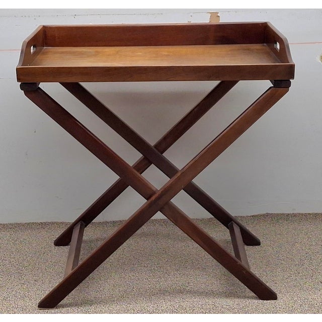 Early 20th Century English Regency Walnut Butler's Serving Tray Table For Sale - Image 4 of 10