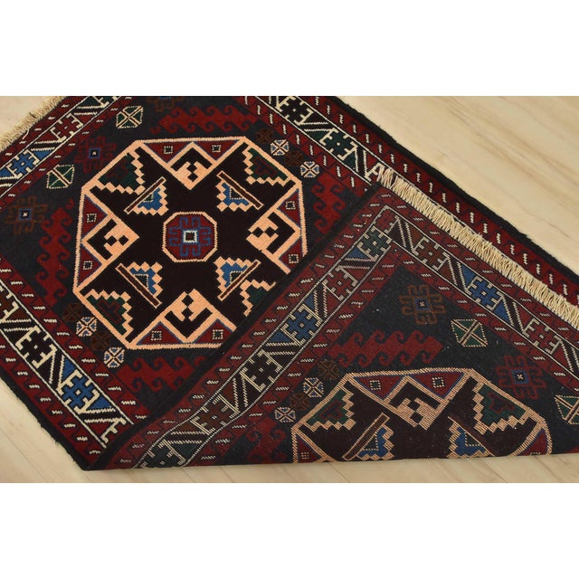 Baloch Rug 3′ X 4’10” Blue Wool Vintage Tribal Hand-Knotted Oriental Carpet For Sale - Image 9 of 10