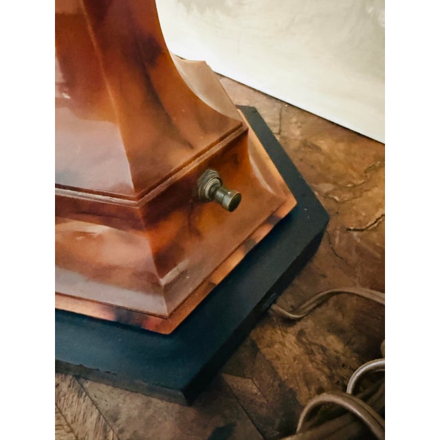 Brown Vintage Stiffel Company Mid Century Modern Faux Tortoise Shell Table Lamps - A Pair For Sale - Image 8 of 12