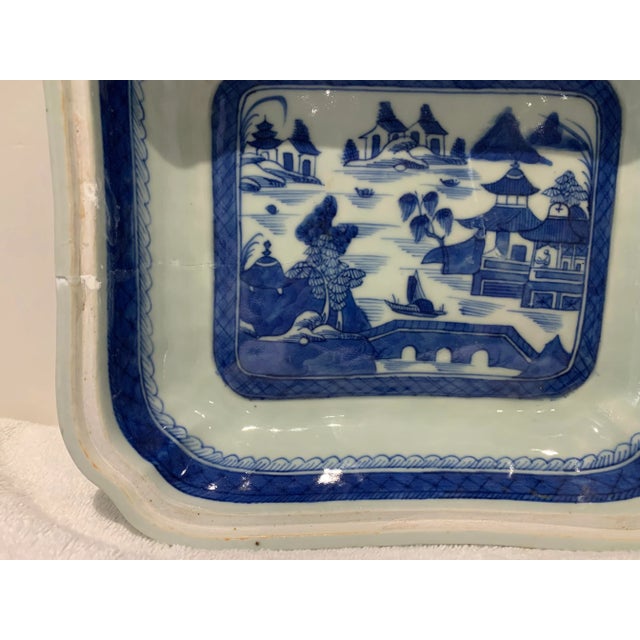Blue 18th Century Antique Chinese Canton Blue & White Porcelain Tureen-Qianlong For Sale - Image 8 of 12