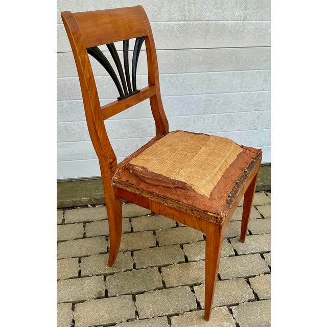 Early 19th Century Pair of Antique Cherrywood Biedermeier Side Chairs For Sale - Image 5 of 12