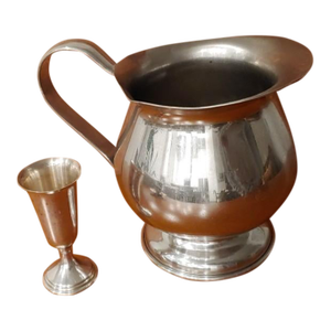 Late 18th Century Empire Pewter Pitcher 24 Oz Silver / Preismer Sterling Cordial Shot Cup