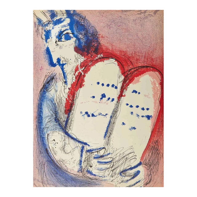 1956 Verve Bible Chagall Original Lithograph Moses 2 For Sale