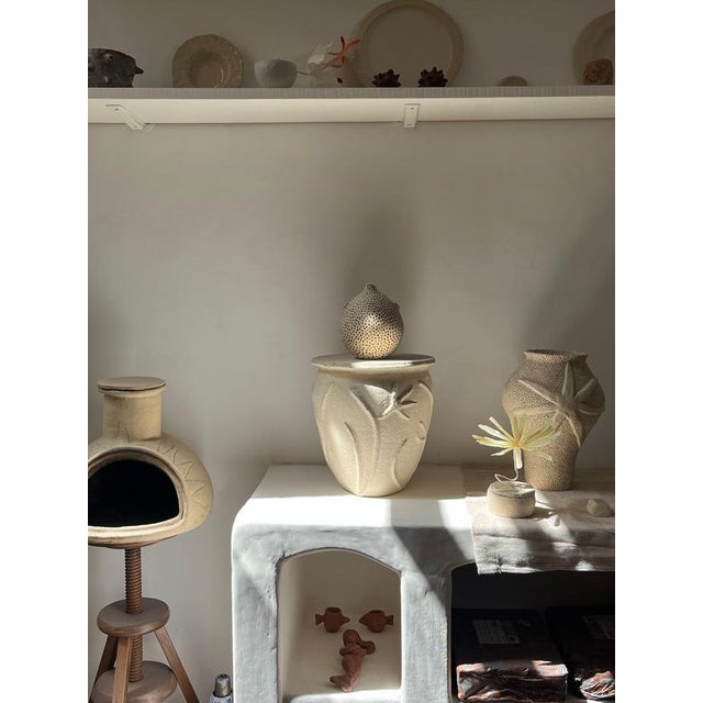 Stone La Table Mer Beige Sandstone Vase by Lou Thomas For Sale - Image 7 of 8