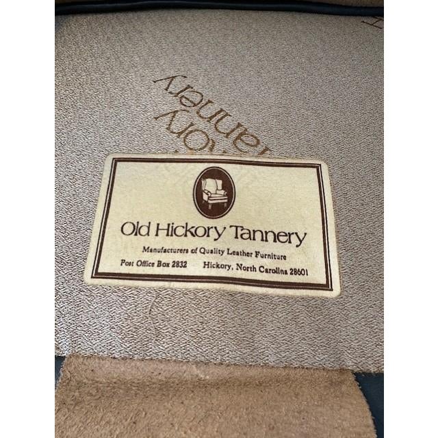 ** Only One Chair Available.** 1970s Vintage Old Hickory Tannery Blue Leather Chair With Nailhead Detail For Sale - Image 11 of 11