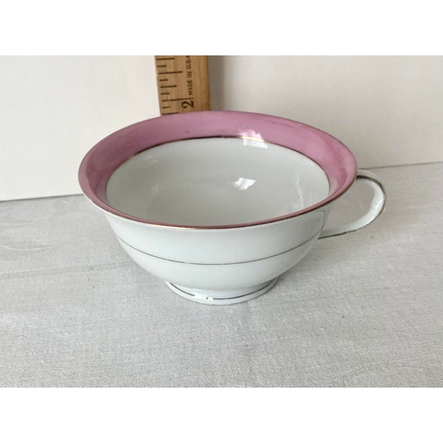 Antique Austrian Porcelain Set Manufactured by Porzellanfabrik.Victoria Schmidt & Co. Art Deco Pink & Gold Breakfast Set C. 1910 - 6 PCS Excellent. For Sale - Image 10 of 17