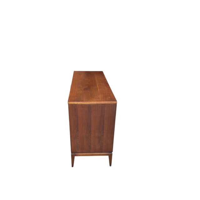 Mid-Century Modern Walnut Buffet With Sculpted Drawer Pulls- Restored For Sale In Los Angeles - Image 6 of 13