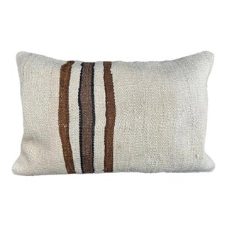 Turkish Hemp Pillow Cushion Natural Beige Brown Pillow Cushion Cover 16" x 24" For Sale
