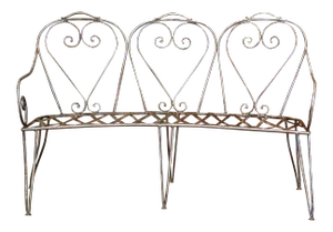 19th Century French Curved Polished Iron Three-Seat Garden Bench From Normandy