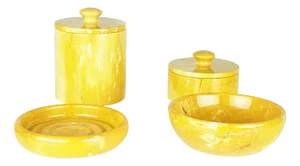 Italian Yellow Marble Bowls and Boxes, 1970s, Set of 4