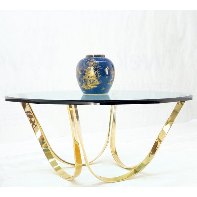 Mid-Century Modern Roger Sprunger for Dunbar Mid-Century Modern Brass Glass Coffee Table Clean! For Sale - Image 3 of 13