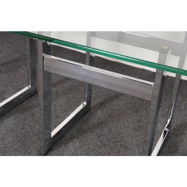 Mid Century American Modern Side / End Tables in Chrome With Square Glass Tops For Sale - Image 14 of 15