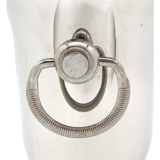 Mid 20th Century Vintage French Jean Couzon Stainless Steel Champagne Bucket / Wine Cooler With Ring Handles – Hollywood Regency / Neoclassical For Sale - Image 5 of 12