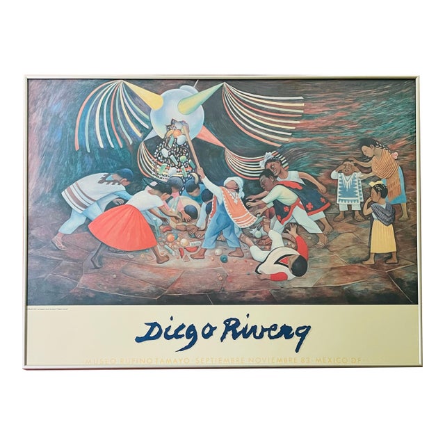 Vintage Diego Rivera Museum Exhibit Poster "Pinata" Mexico City For Sale