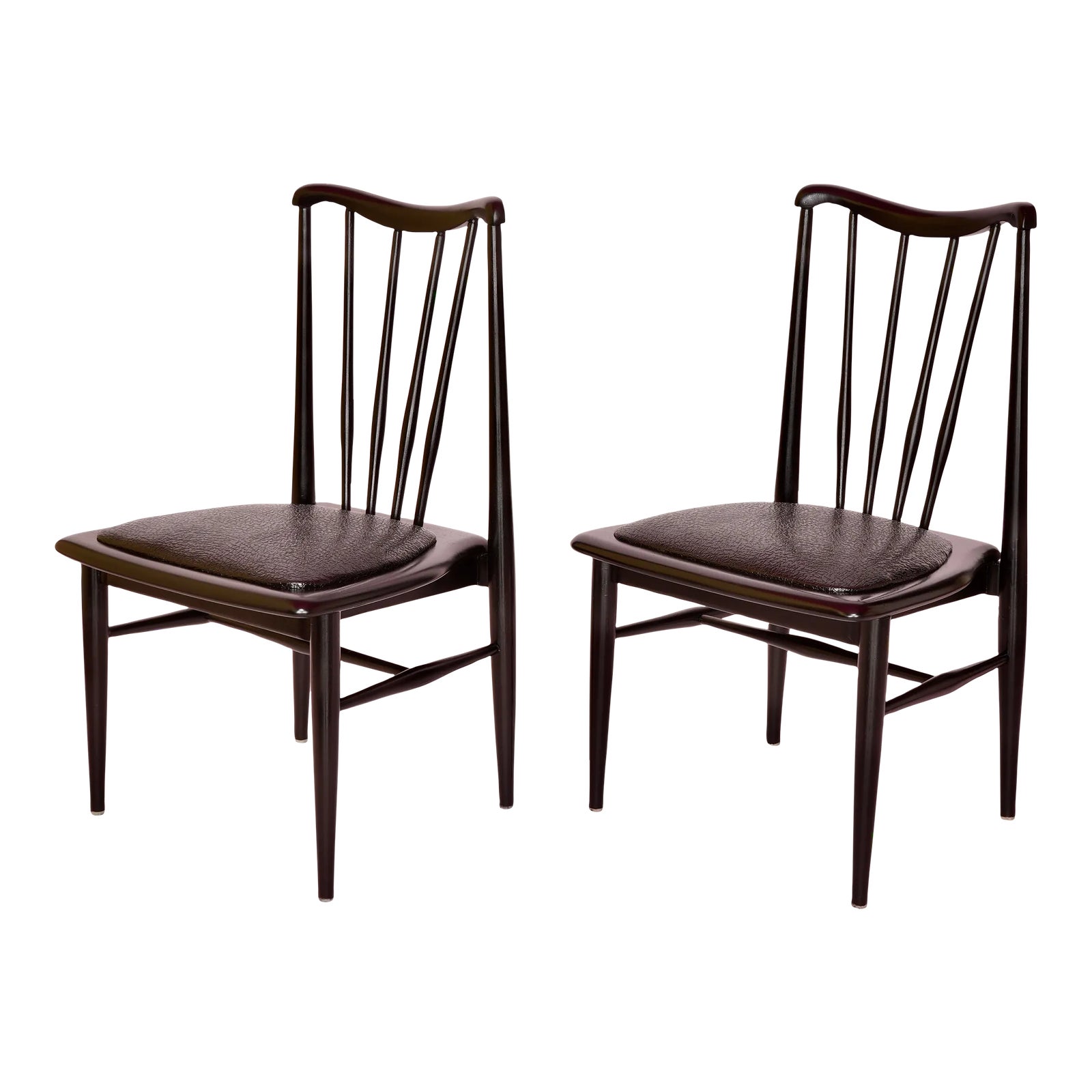 Mid Century Modern Spindle Back Side Chairs - Set of 2 | Chairish