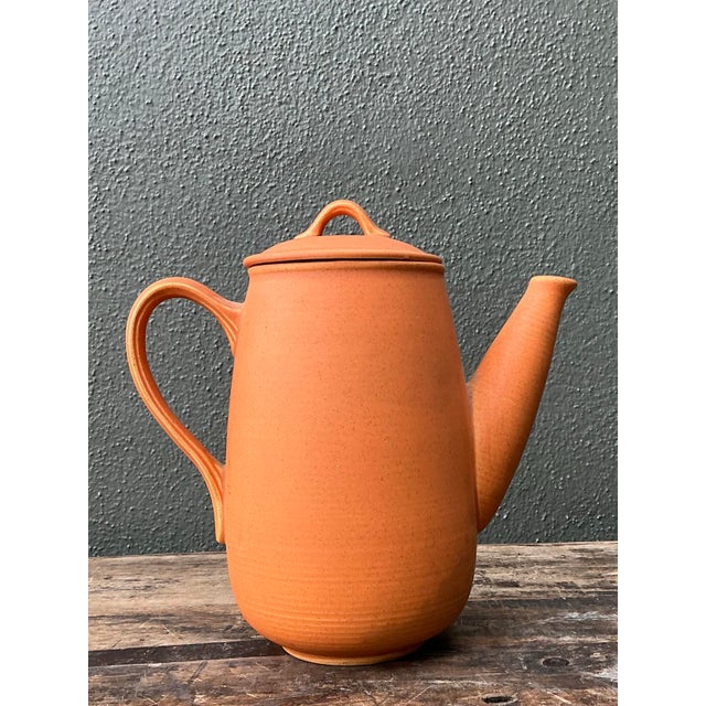 Vintage Original Orange Studio Pottery Coffee Pot For Sale - Image 10 of 12