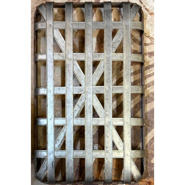 Early Galvanized Aluminum Tobacco Style Metal Basket For Sale - Image 4 of 5