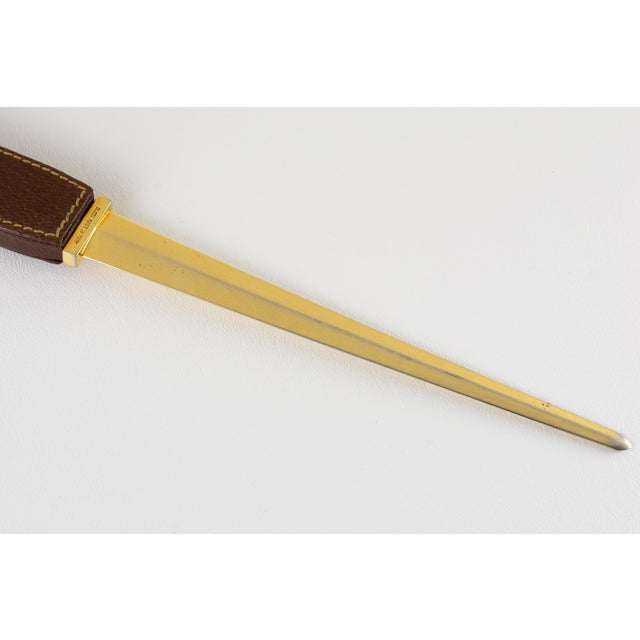 Gucci Brown Leather Desk Letter Opener with Gilded Equestrian Motif, circa 1970 For Sale - Image 13 of 14