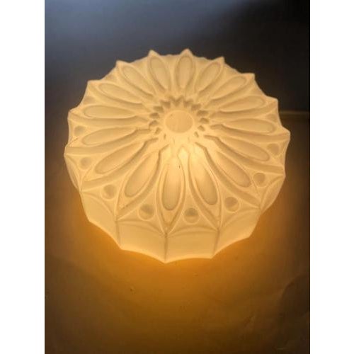1950s Mid-Century Former Czechoslovak Pressed Milk Glass Ceiling Light, 1950s-1970s For Sale - Image 5 of 7