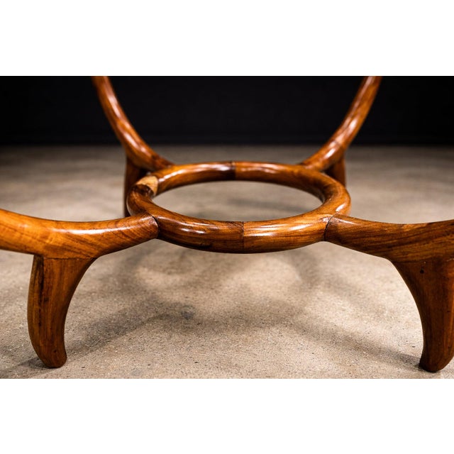 1950s Round Coffee Table in Caviúna Wood & Glass by Giuseppe Scapinelli, Brazil, 1950s For Sale - Image 5 of 16