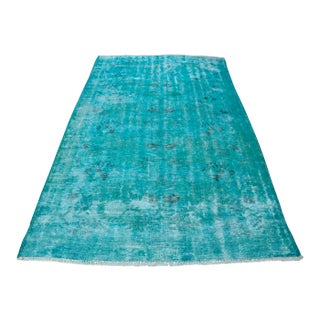 Overdyed Turquoise Rug - 5′2″ × 9′2″ For Sale