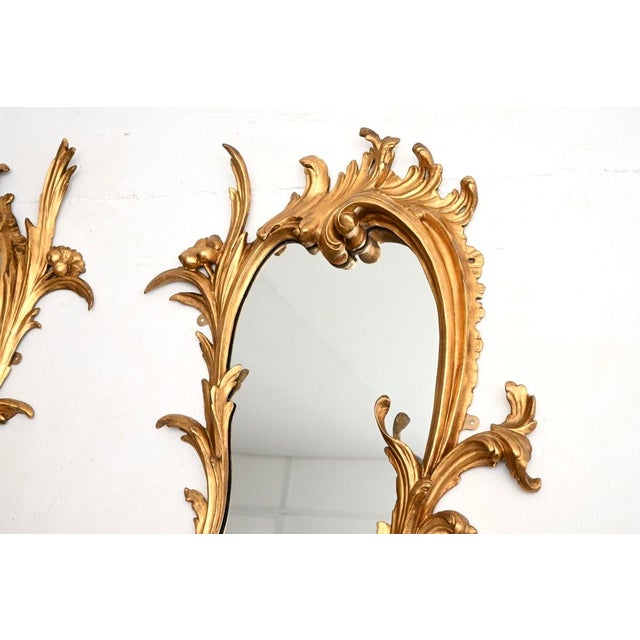 19th Century Antique French Carved Gilt Wood Mirrors, 1850, Set of 2 For Sale - Image 5 of 11
