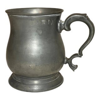 Rare Antique 18th Century Handmade Pewter Beer Mug Stein Early Touch Mark 1700's For Sale
