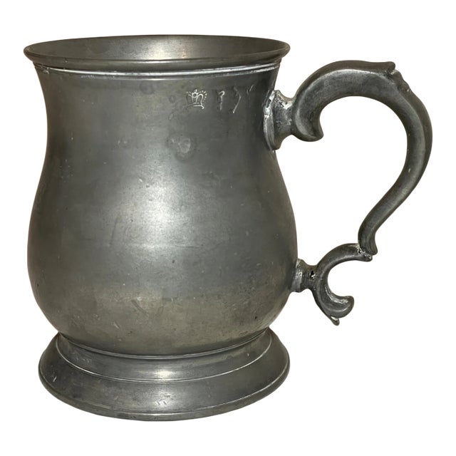 Rare Antique 18th Century Handmade Pewter Beer Mug Stein Early Touch Mark 1700's For Sale