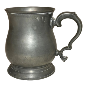 Rare Antique 18th Century Handmade Pewter Beer Mug Stein Early Touch Mark 1700's