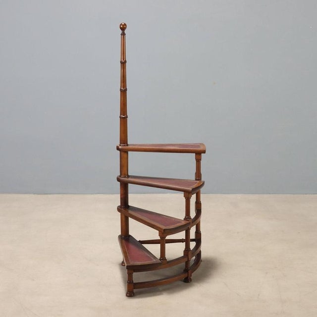 Brown Library Ladder in Walnut-Stained Beech For Sale - Image 8 of 8