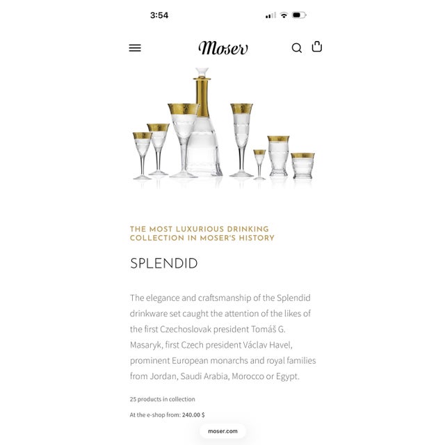 Late 20th Century Moser Splendid Pattern Cordial Glasses With 24k Gold Trim. Approx. 4” Tall X 1-5/8” Diameter. Six (6) Glasses. For Sale - Image 9 of 10