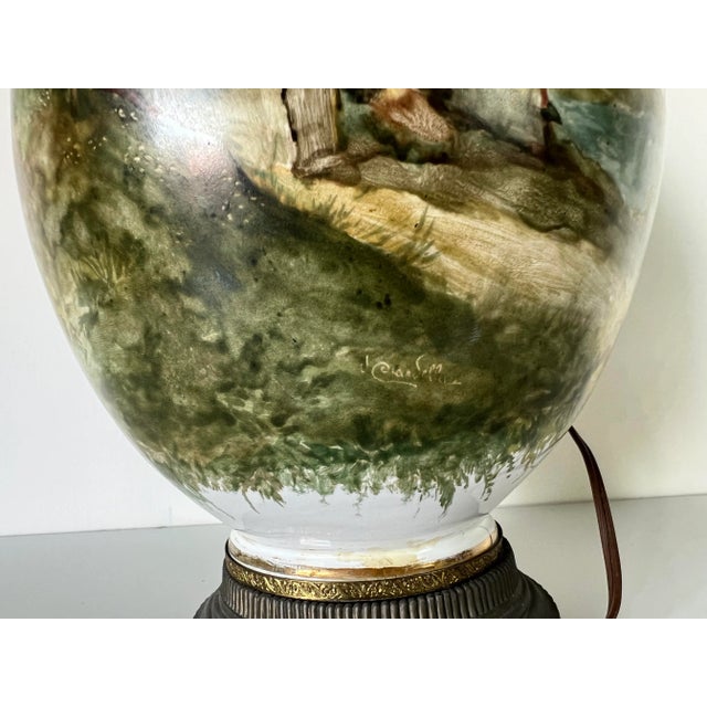 Vintage Hand - Painted Porcelain Table Lamp For Sale - Image 10 of 13