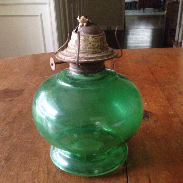 Vintage Green Glass Oil Lantern Chairish