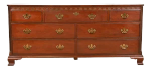 Baker Furniture Chippendale Carved Mahogany Lowboy Dresser or Credenza