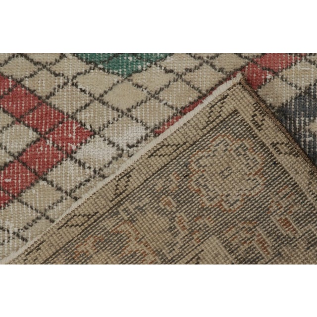 Textile Vintage Zeki Müren Runner in Beige Multicolor Geometric Pattern - By Rug & Kilim For Sale - Image 7 of 7