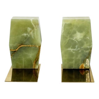 Onyx and Brass Bookends, France, 20th Century, Set of 2 For Sale